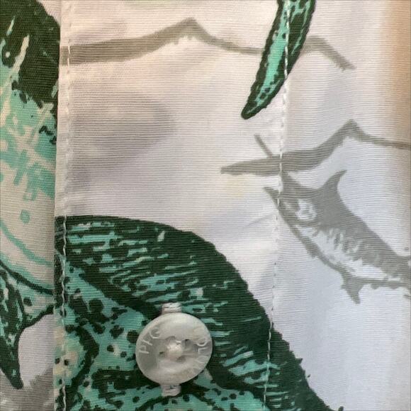 Columbia PFG Trollers Best Short Sleeve Fishing Shirt Small Green White - Picture 11 of 13